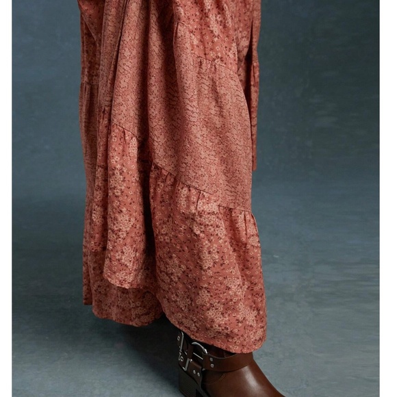 Boho Floral Print High Waisted Stretchy Waist Maxi Skirt - Picture 5 of 6